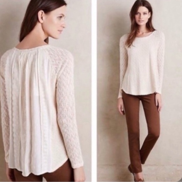 Anthropologie Knit Sweater Sz Large White - Picture 1 of 12